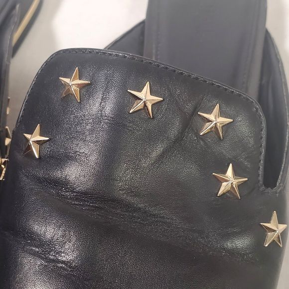 Michael Kors Star NATASHA Slide-On Mules Womens Sz 7.5 Black Leather Star Studs - Picture 16 of 16